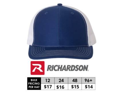 Black Richardson 112 snapback cap with mesh back and curved visor